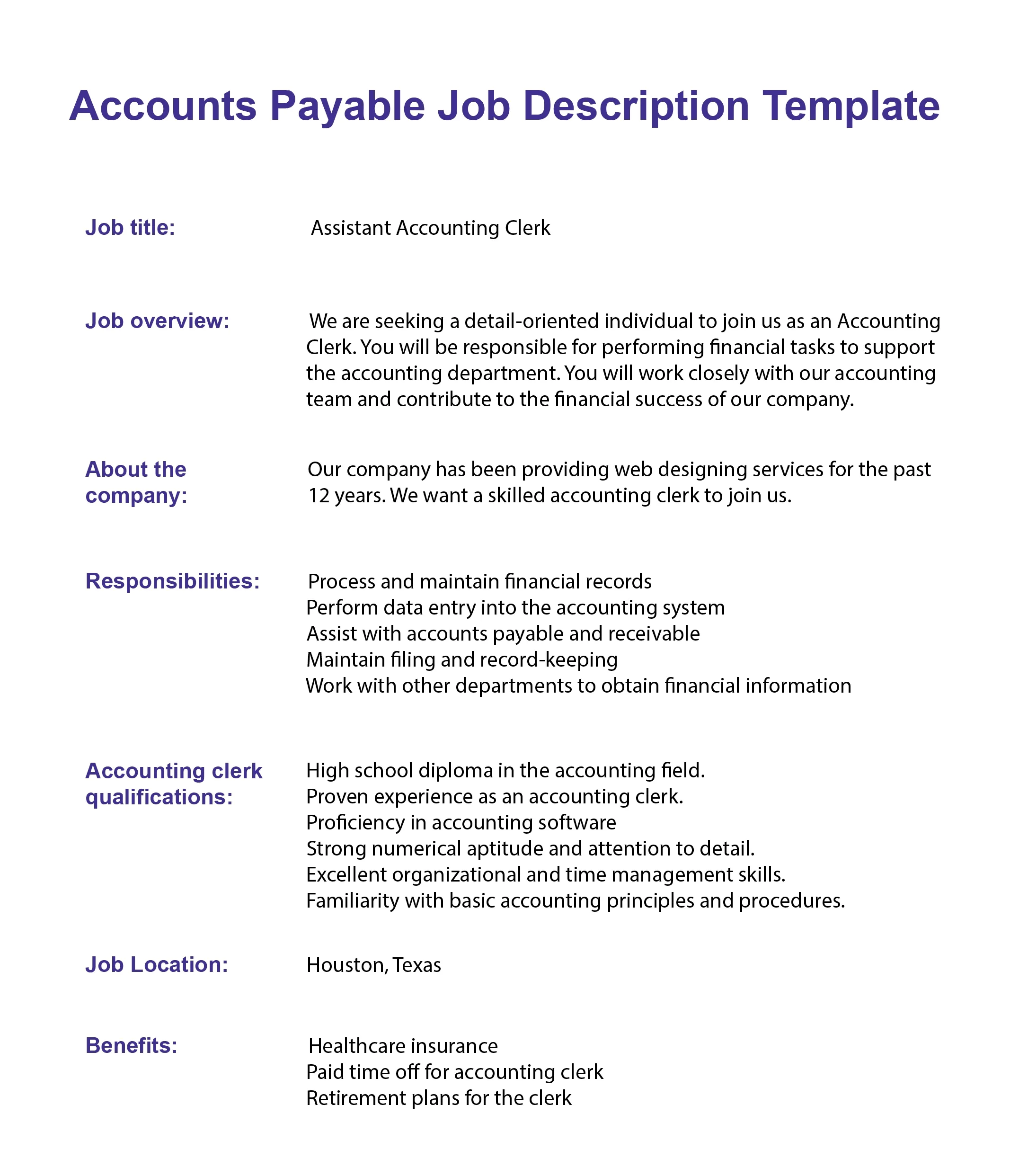 Accounts Payable Job Description Responsibilities