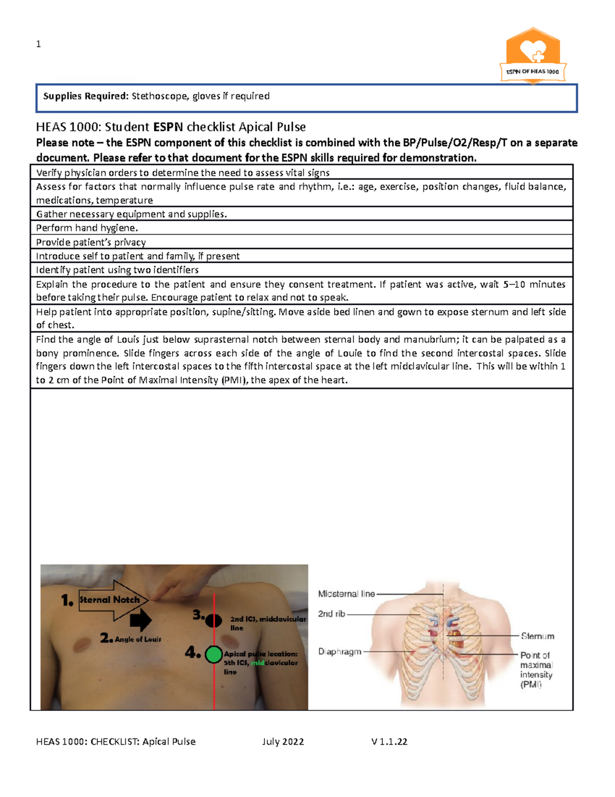 Apical Pulse Location
