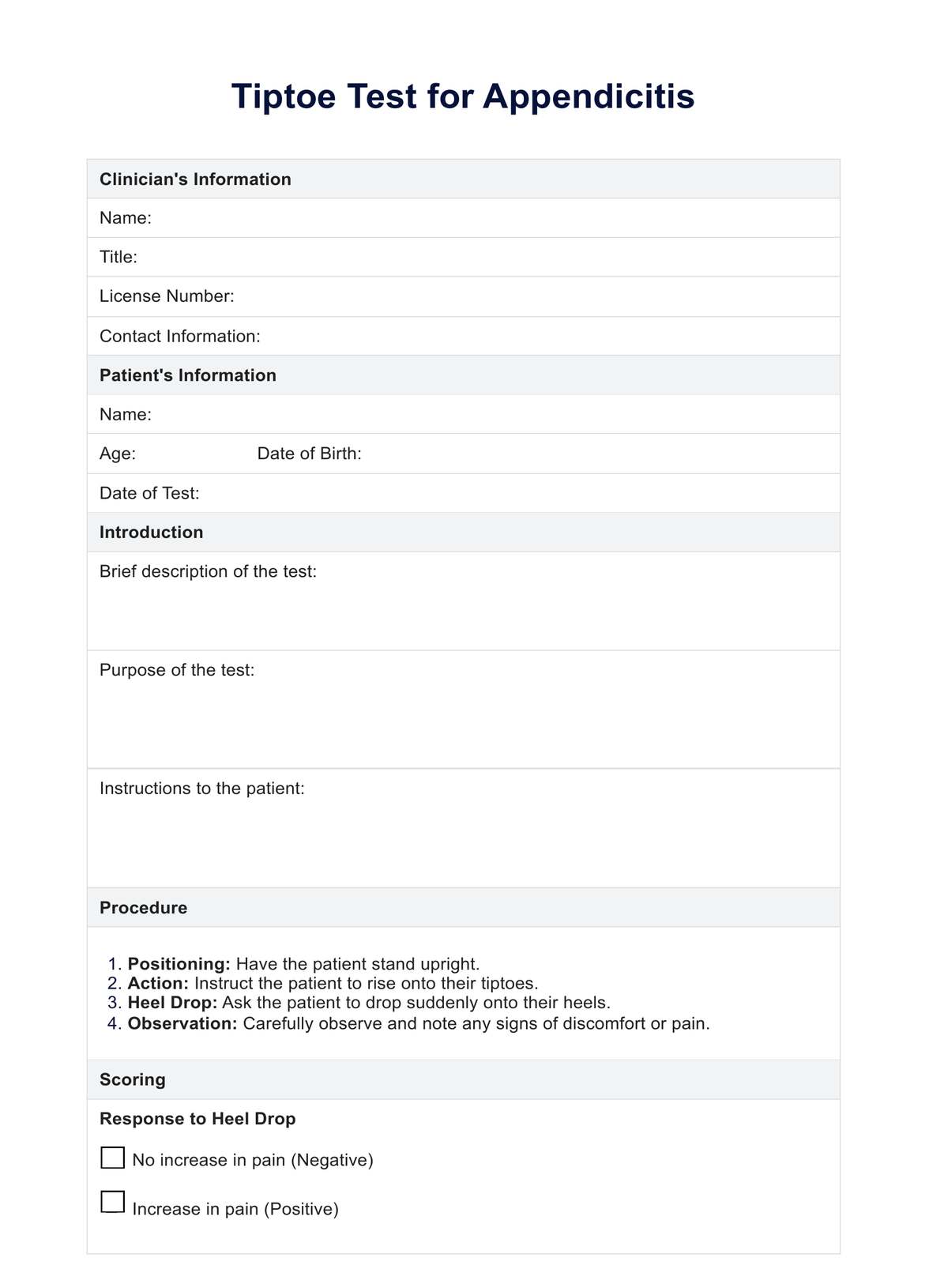 Appendicitis Test At Home