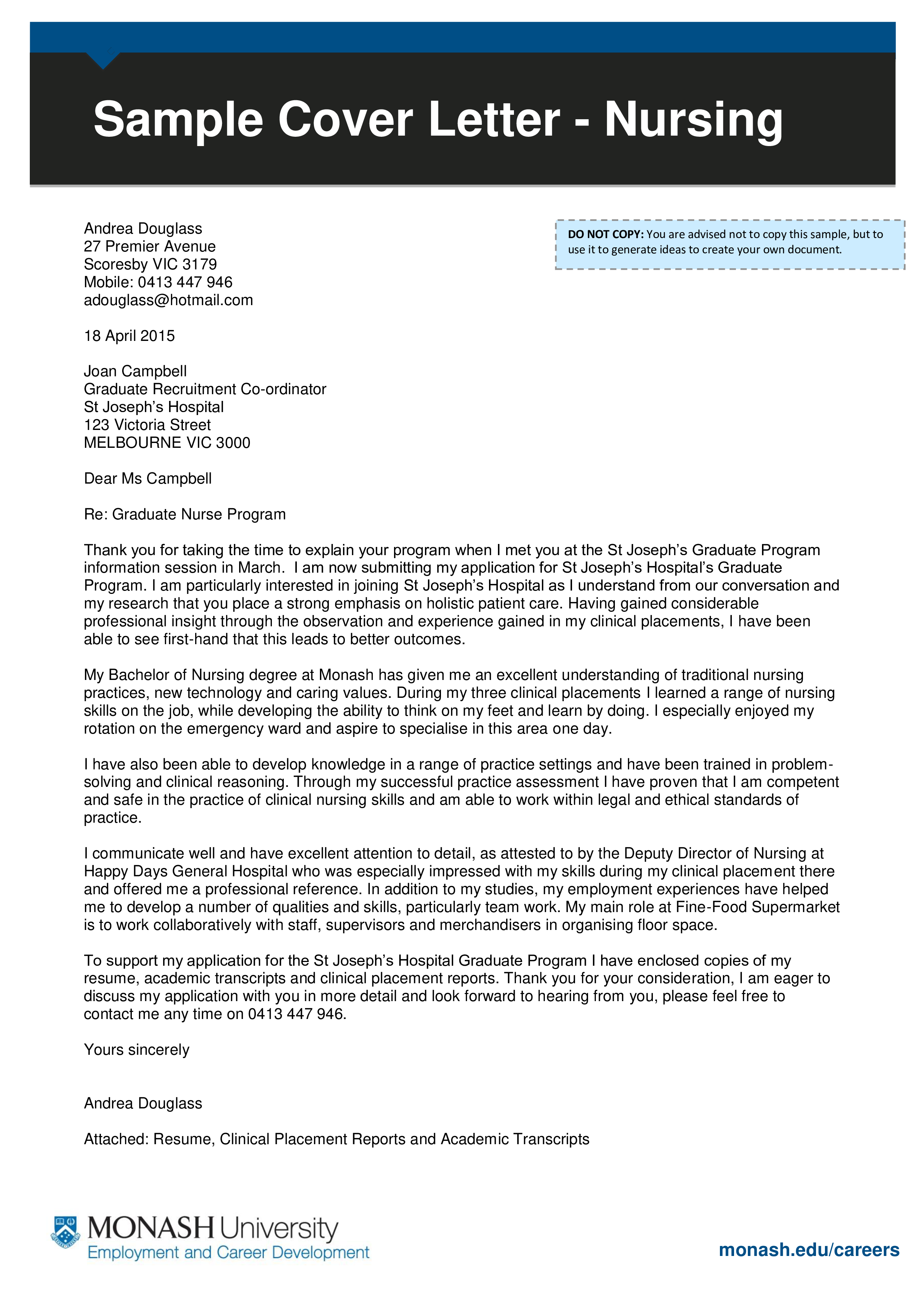 Application Letter For Nurses Example