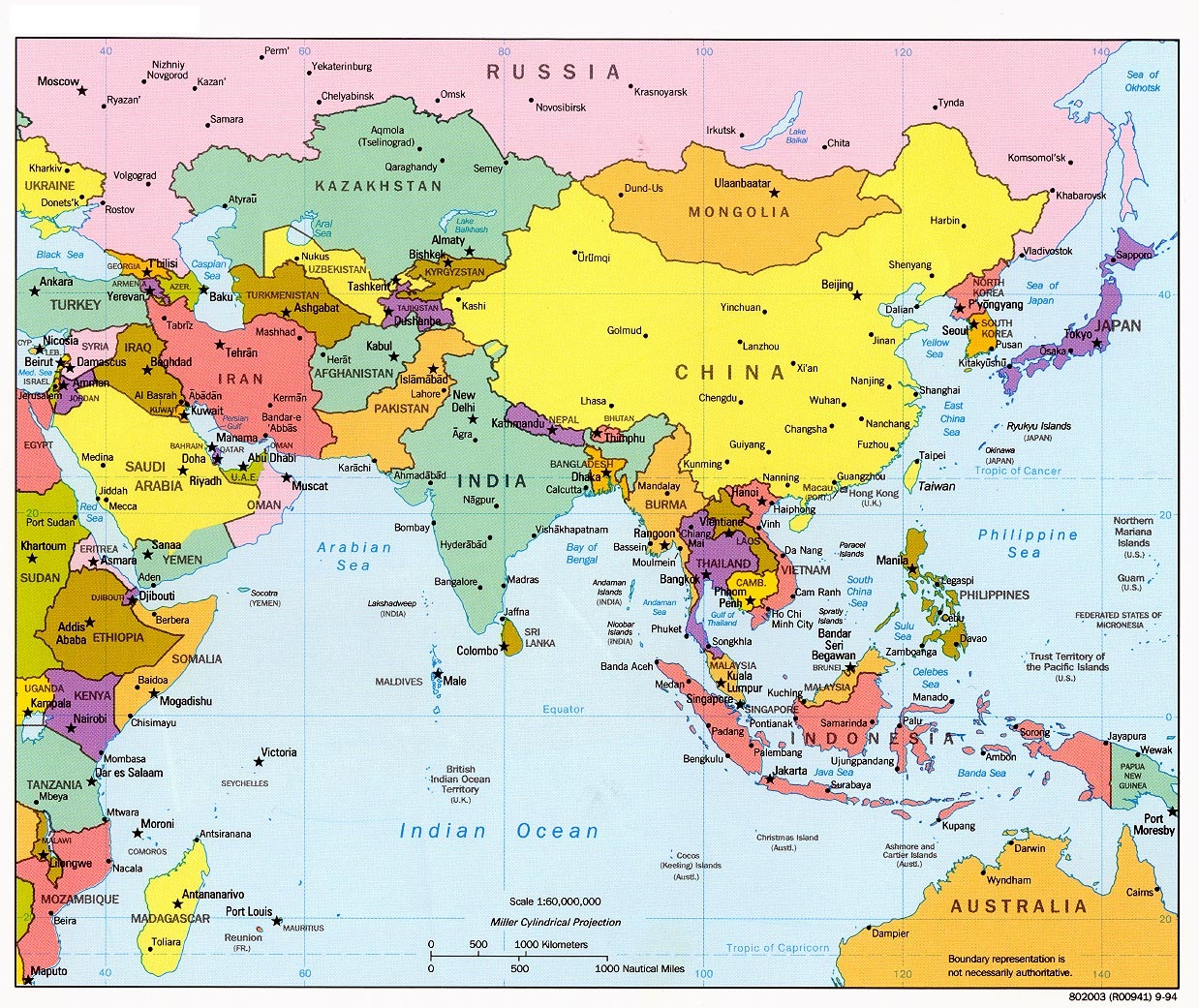 Asia Map With Countries On It
