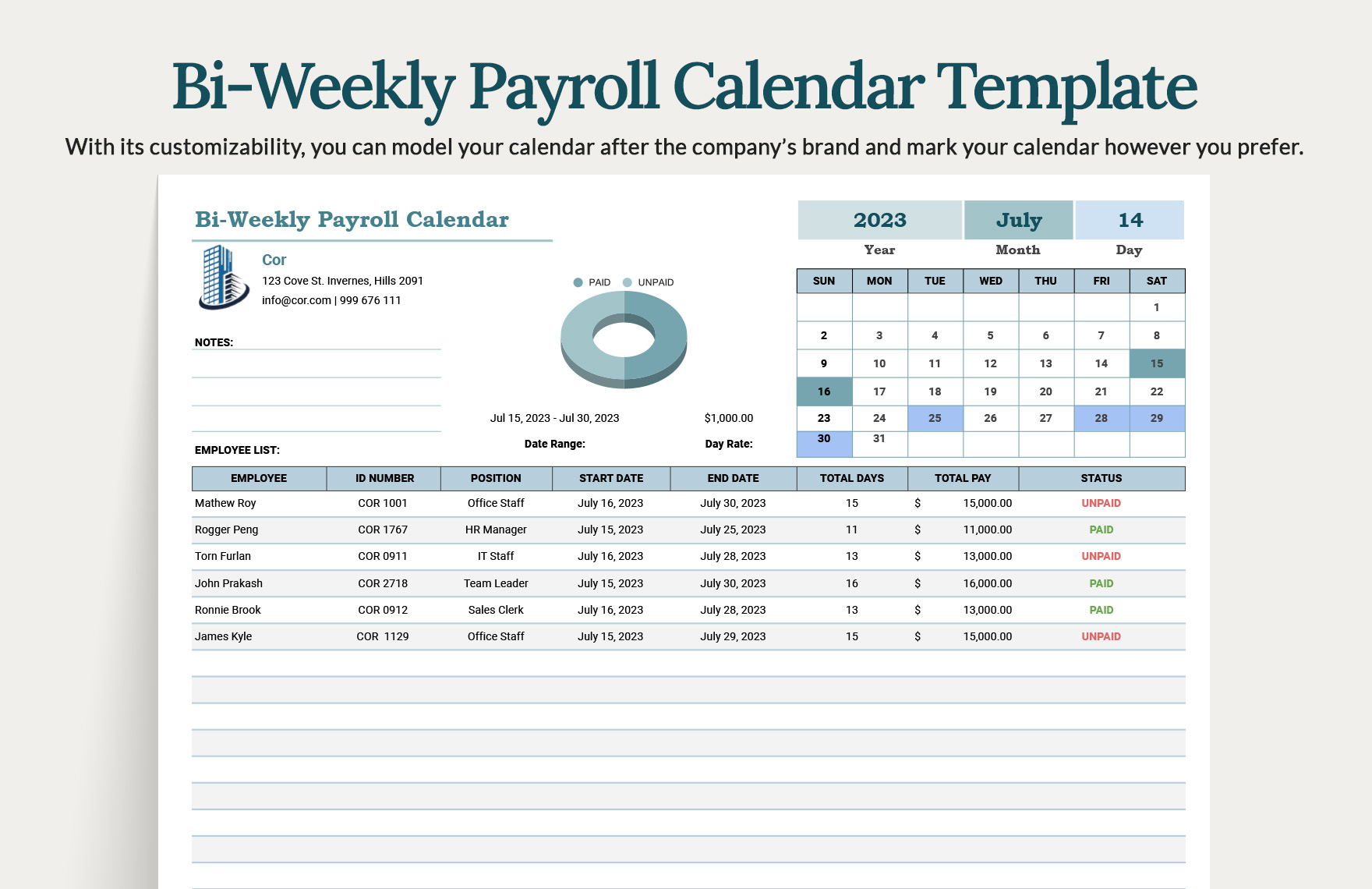 Bi Weekly Payroll