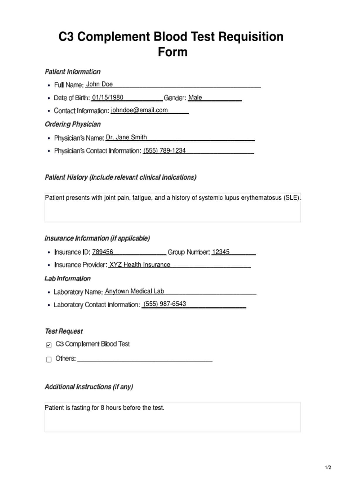 C3 Complement Blood Test