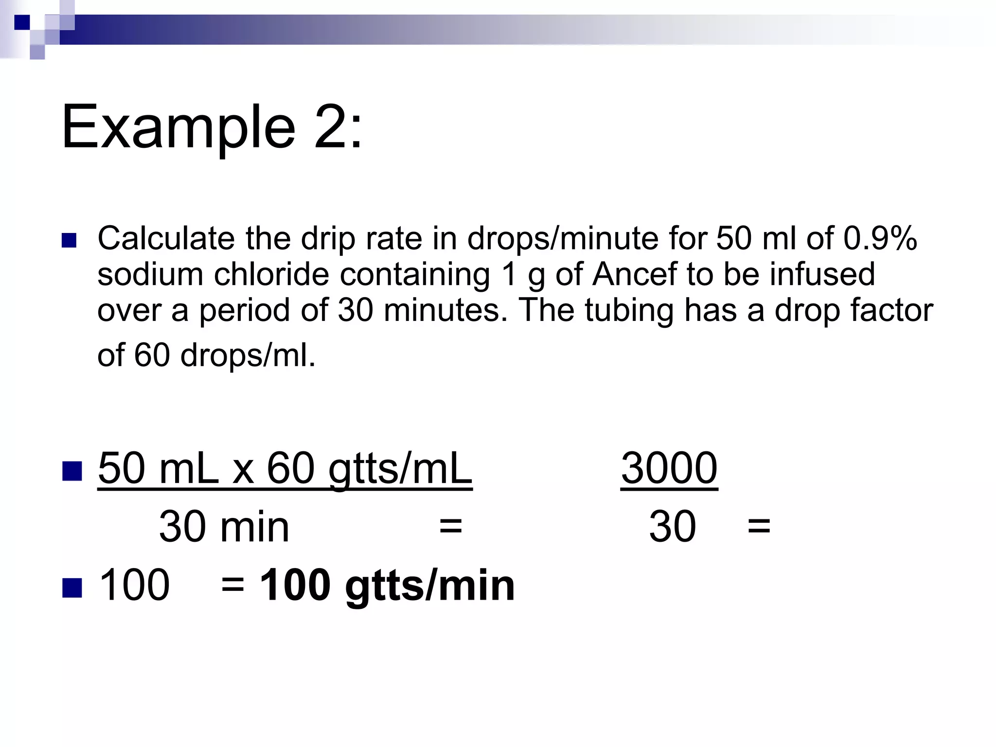 Calculation For Drops Per Minute