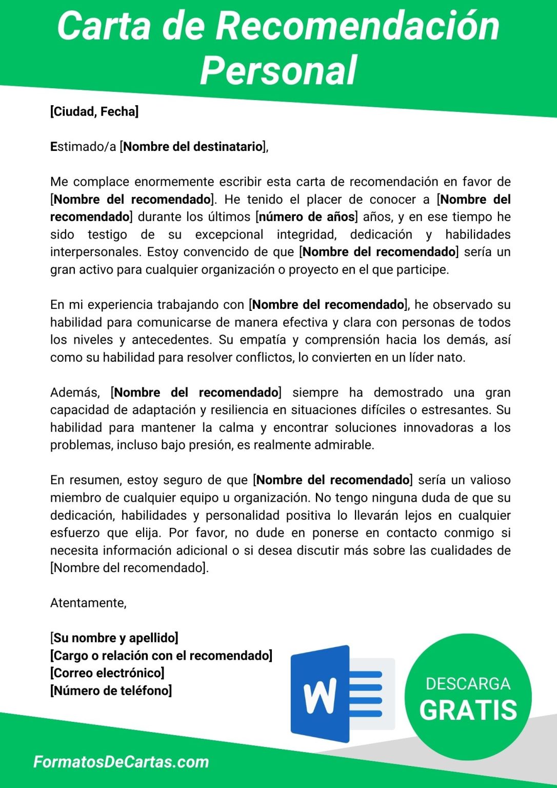 Carta De Recomendacion Personal