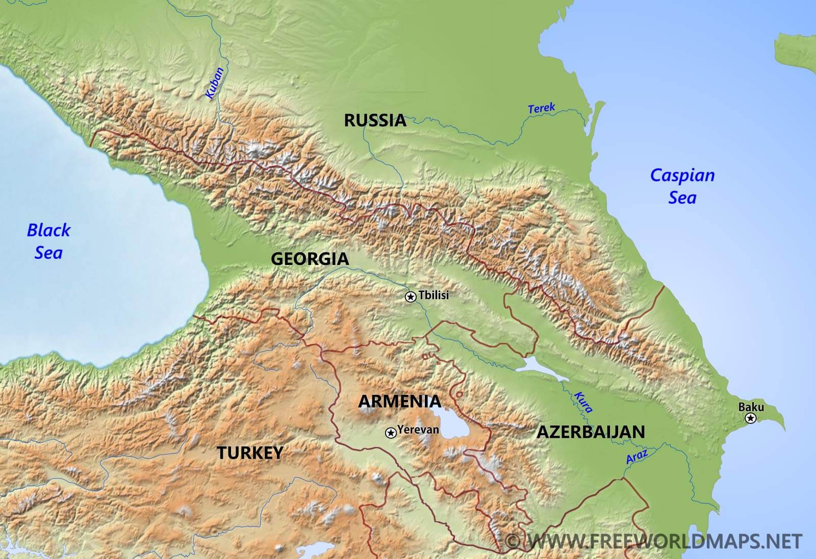 Caucasus Geographic Map