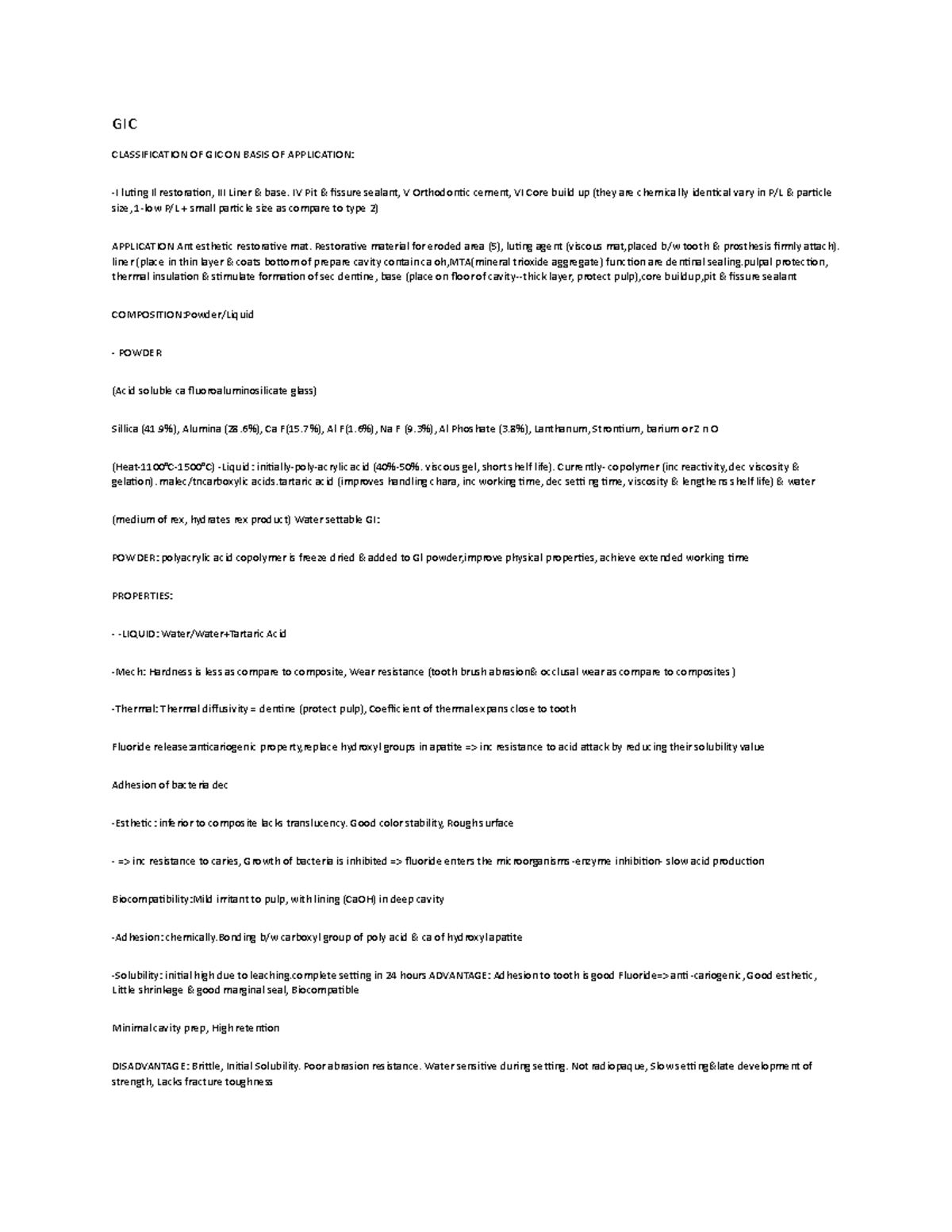Classification Of Gic