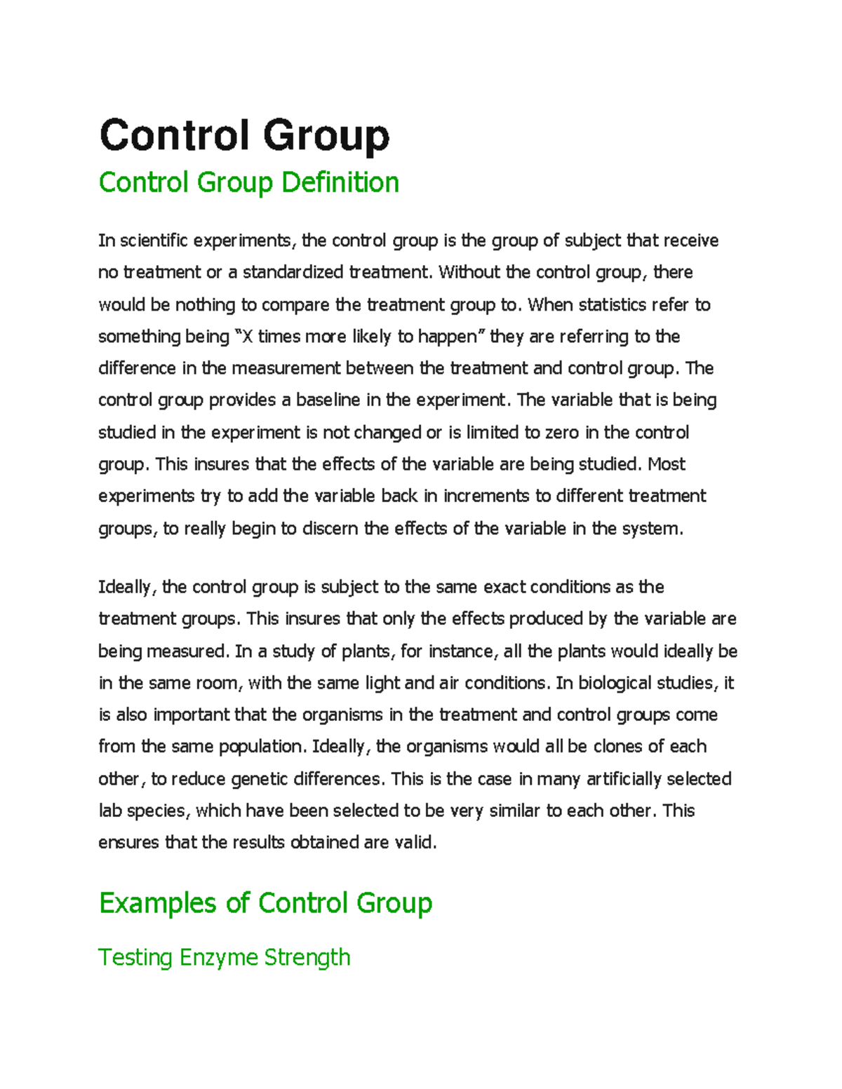 Control Group Example