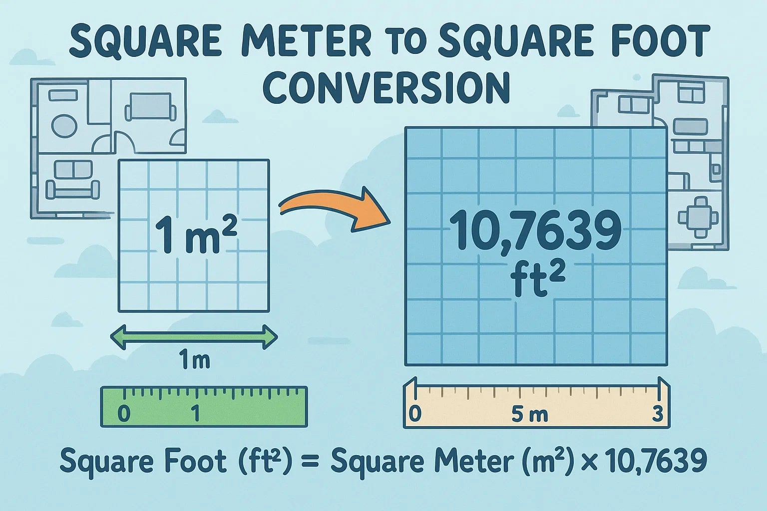 Conversion Of Square Meters To Square Feet