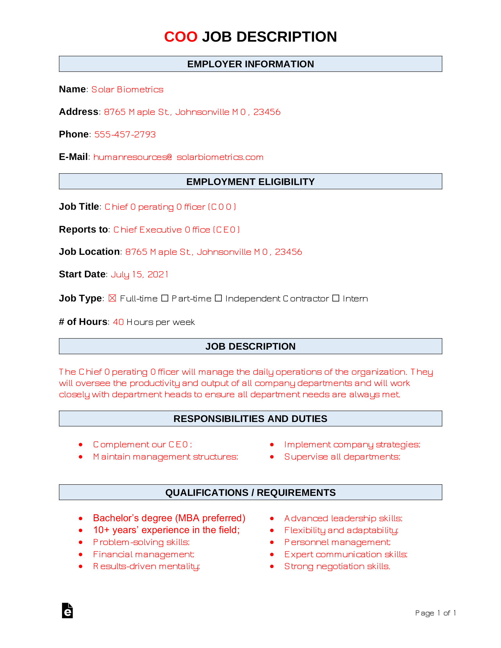 Coo Role Profile