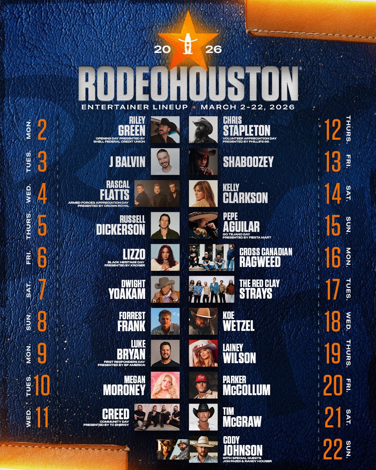 Country Concert Lineup History