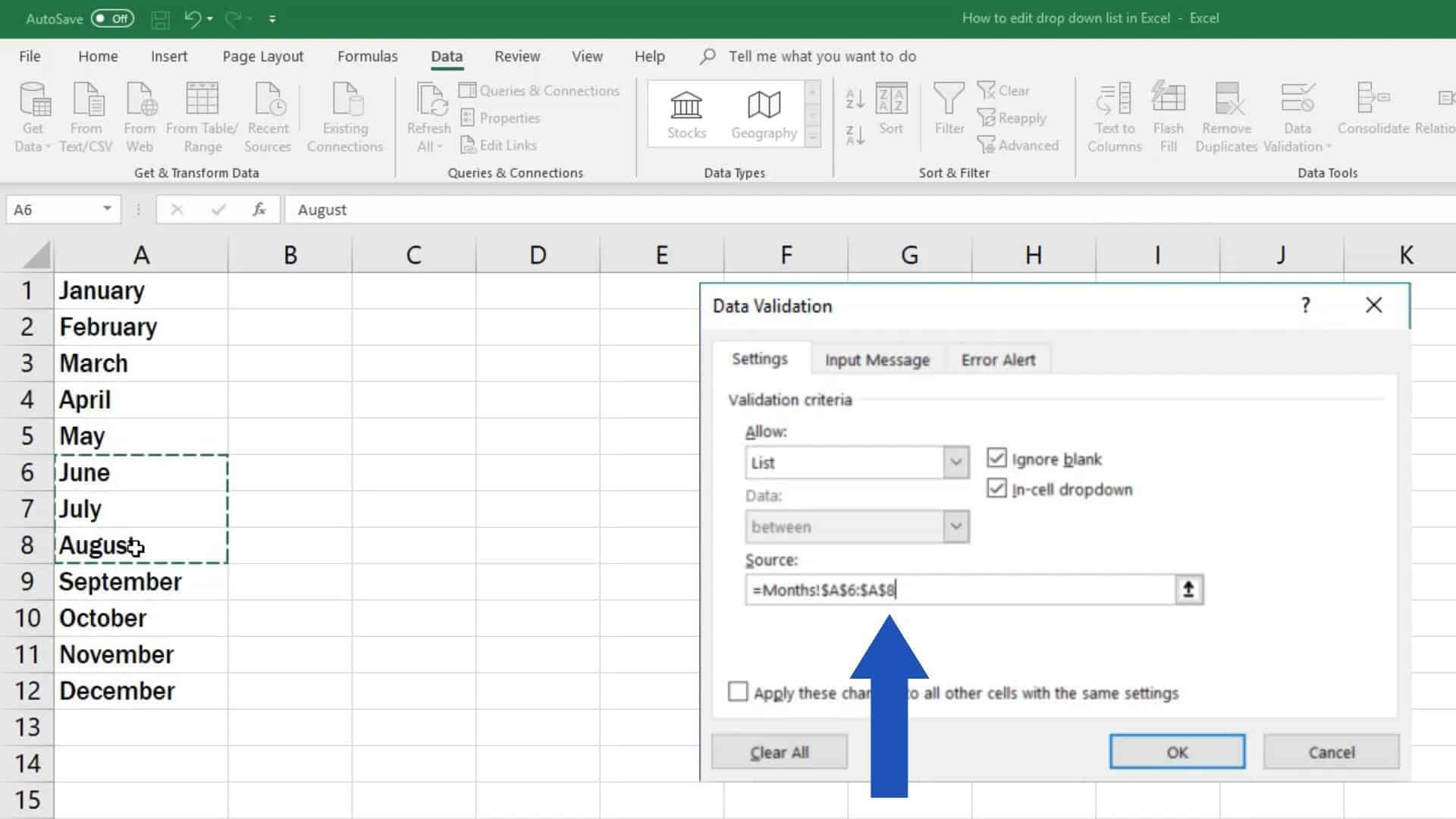 Editing Dropdown List In Excel