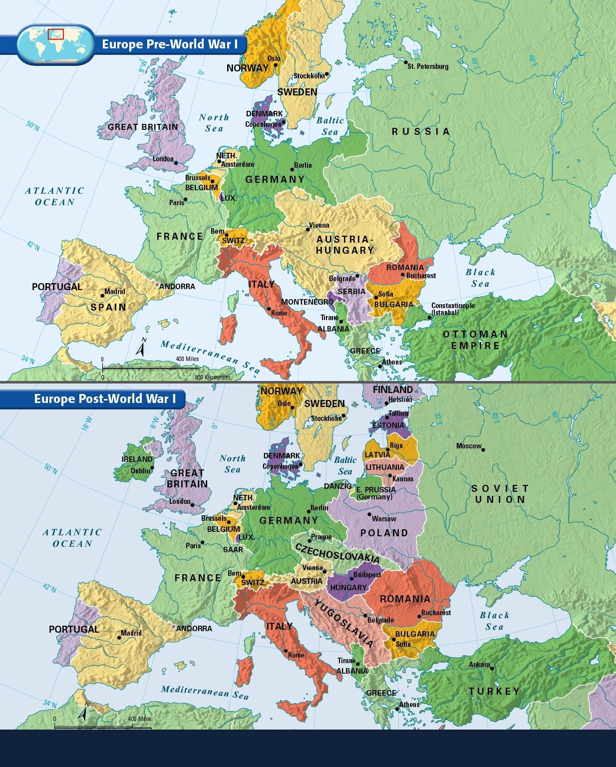 Europe Map Before And After Ww1