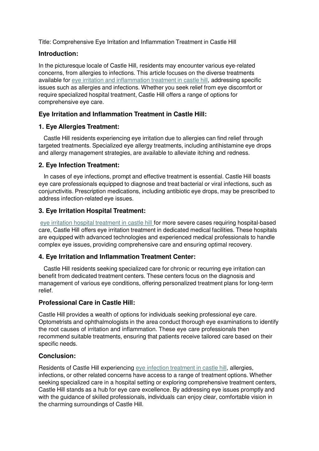 Eye Irritation Treatment