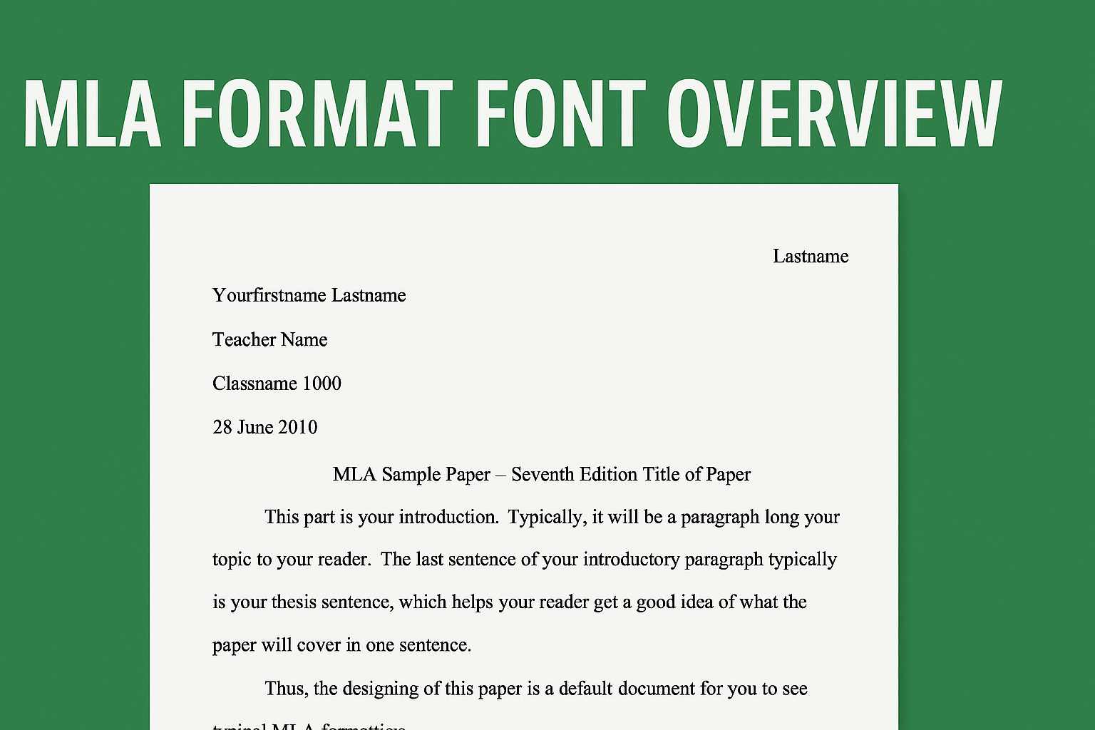 Font For Mla Format