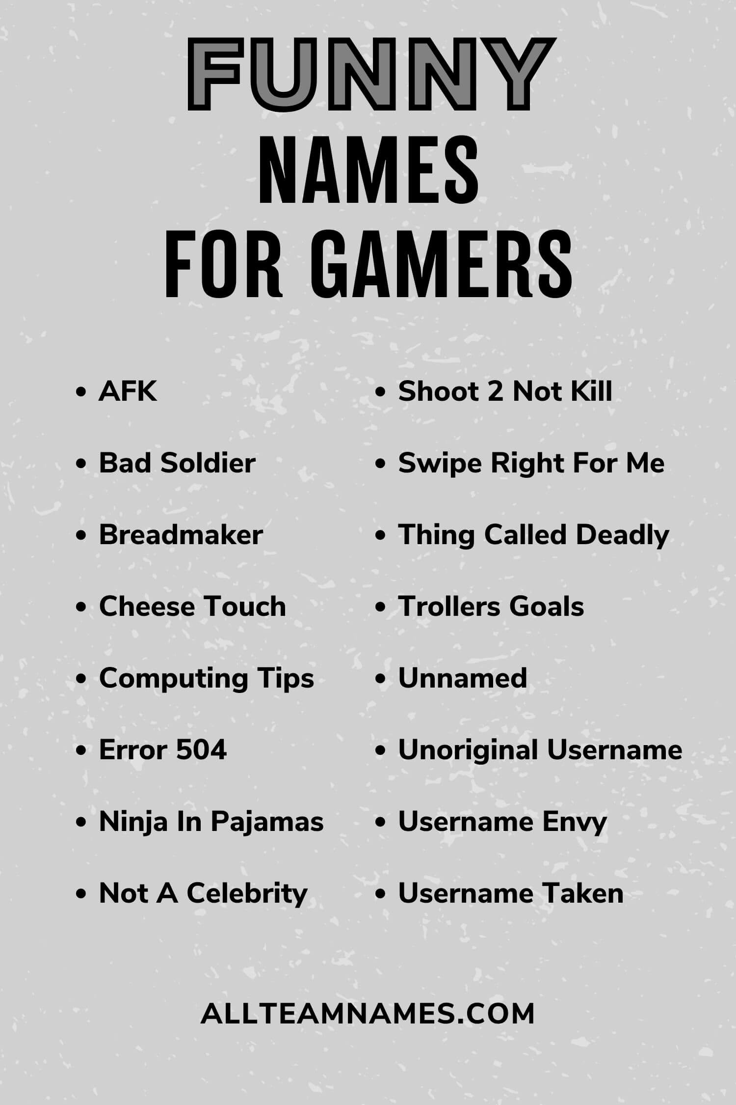 Funny Names For Games