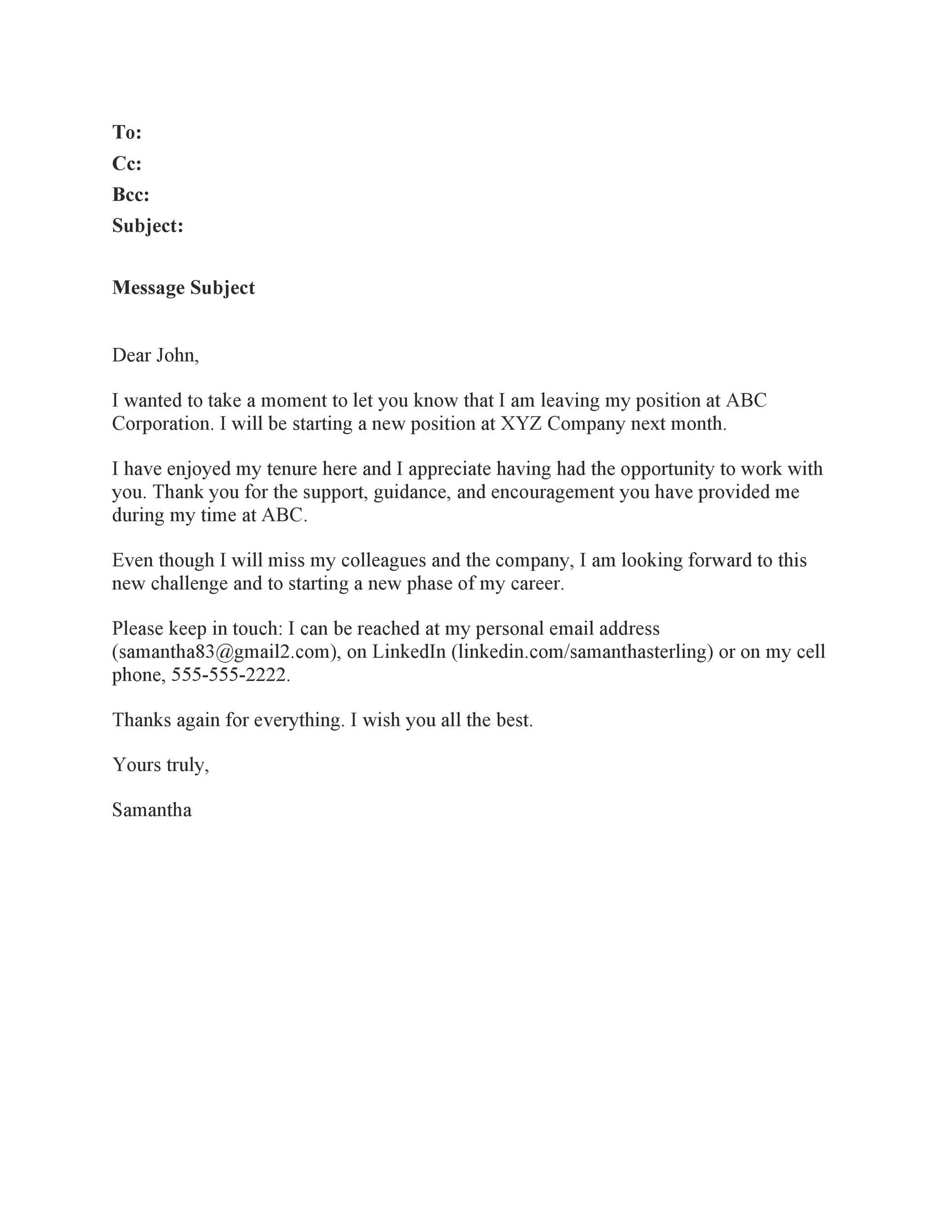 Goodbye Email To Coworkers