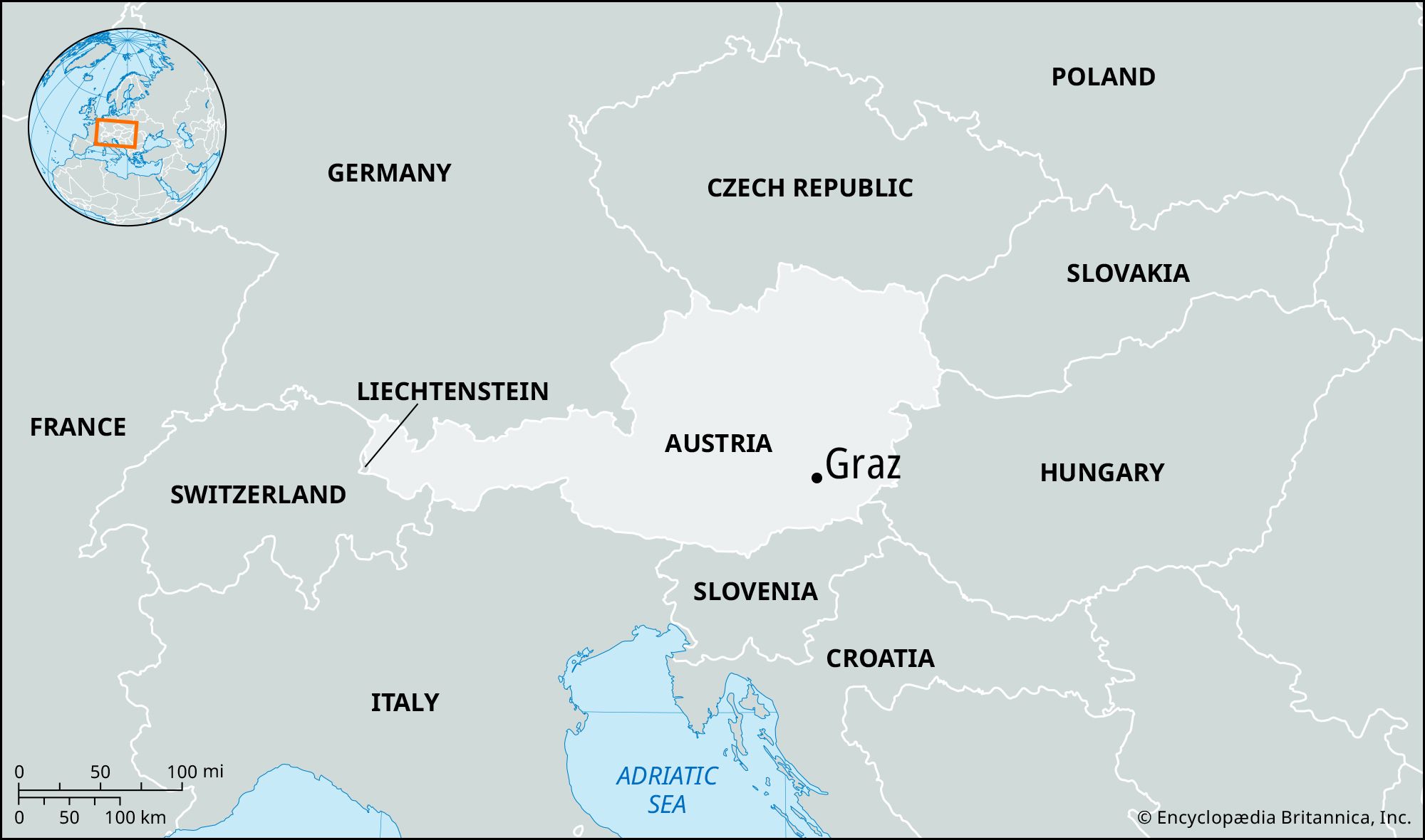 Graz On Map Of Austria