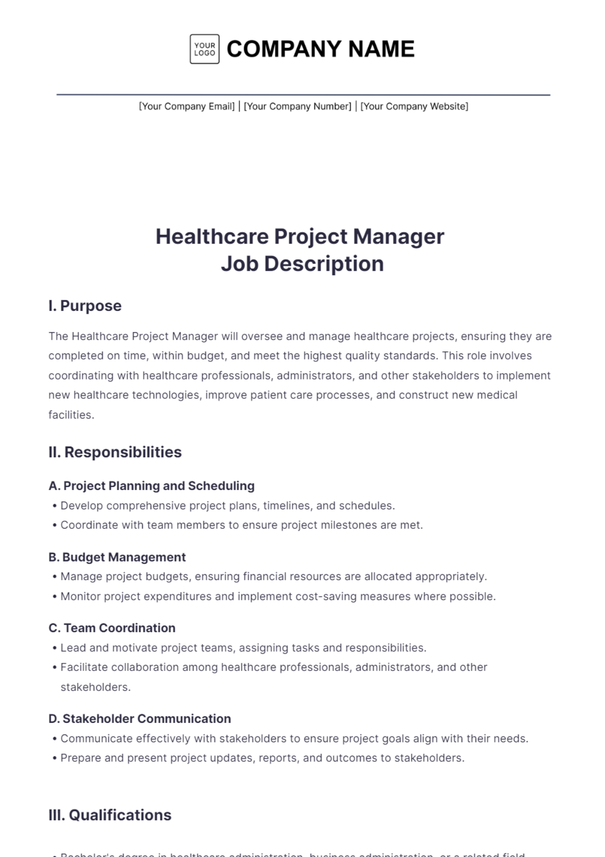 Healthcare Project Manager Settings