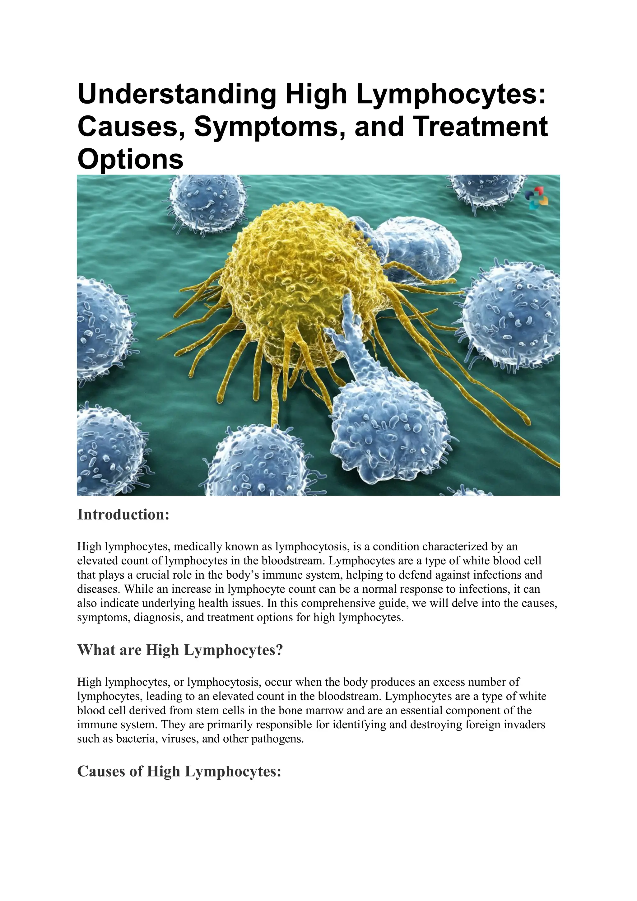 High Lymphocytes Indicates
