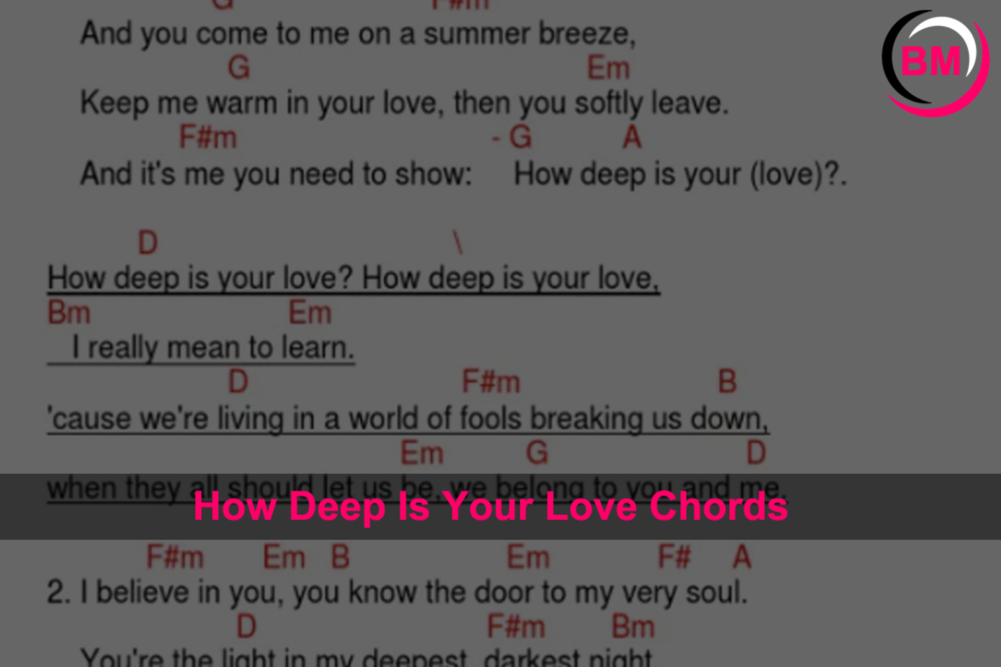 How Deep Is Your Love Chord