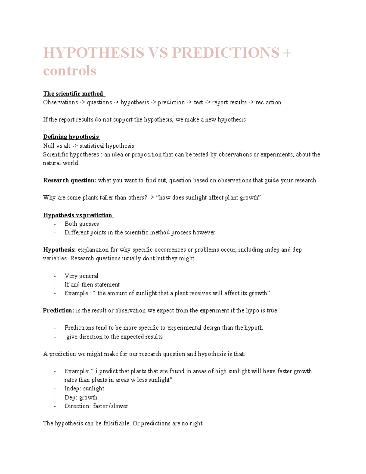 Hypothesis Vs Prediction