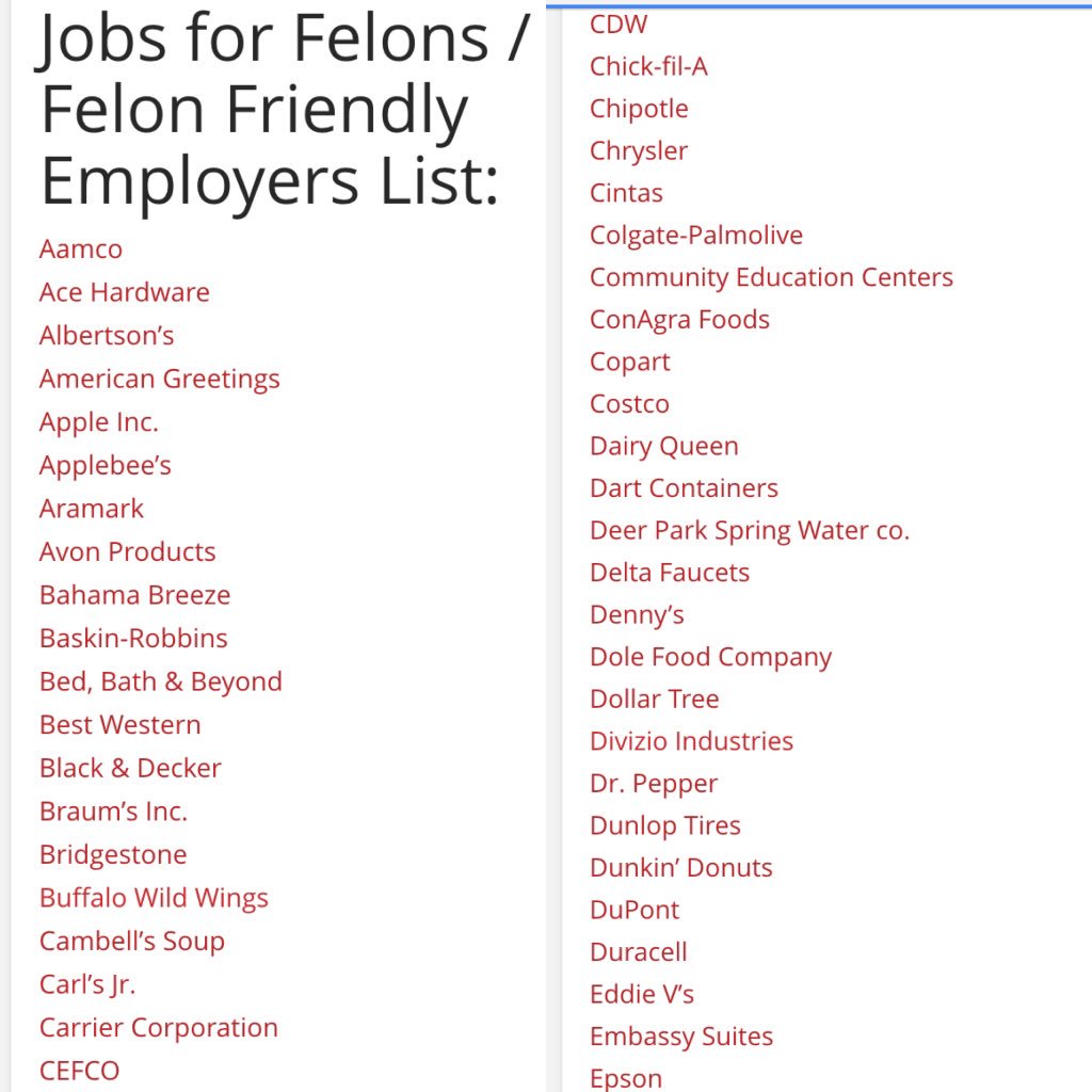 Jobs For Felons Near Me