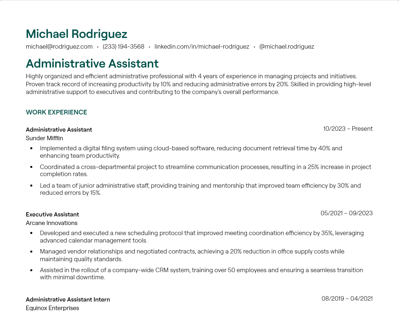 Keywords For Resume Administrative Assistant
