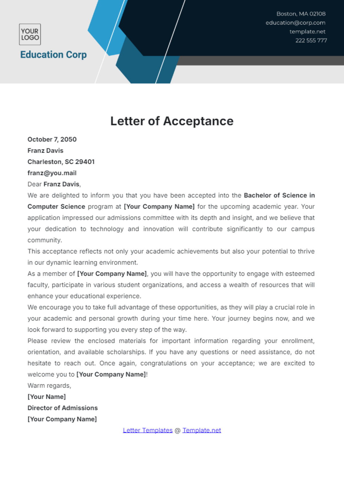 Letter Of Acceptance