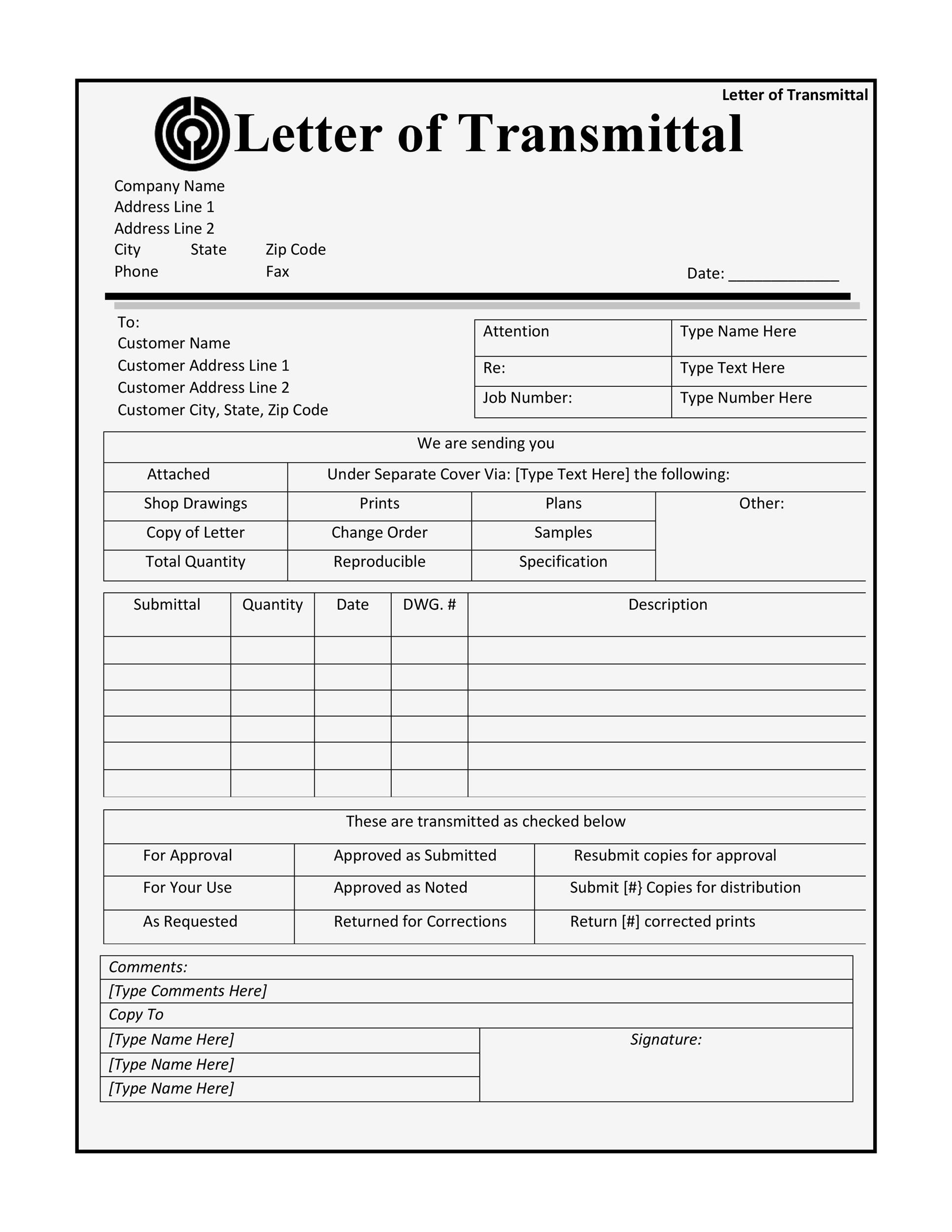 Letter Of Transmittal