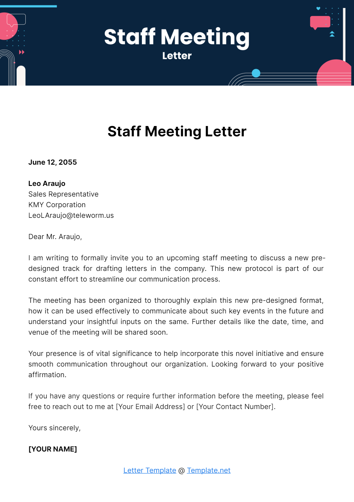 Letter To Staff Template