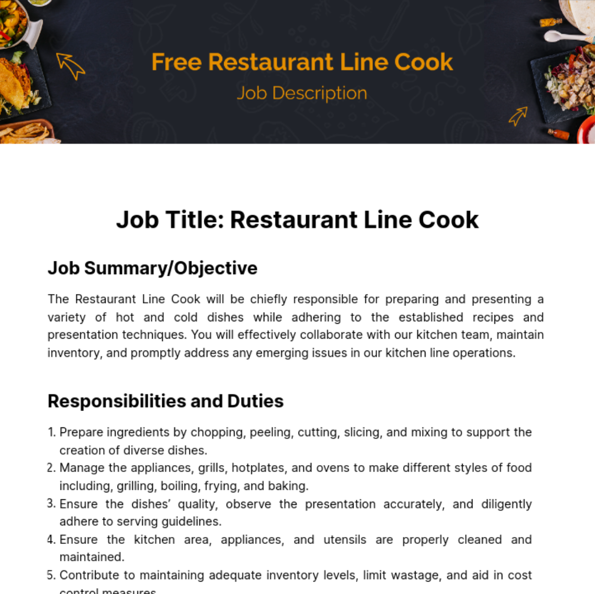 Line Cook Job Description