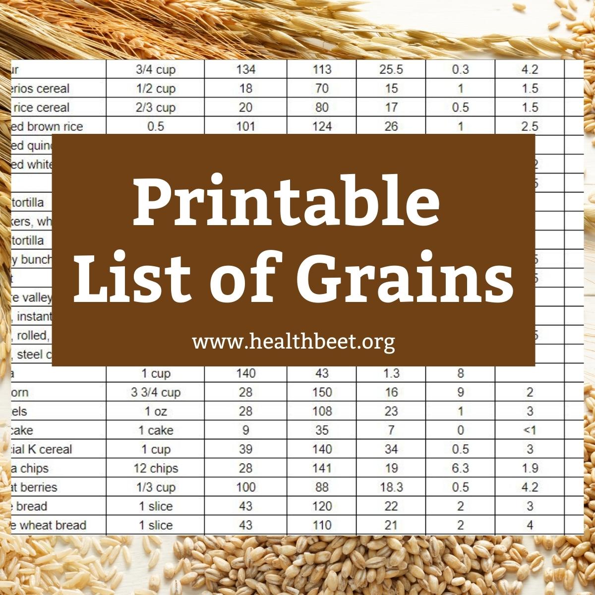 List Of Grains