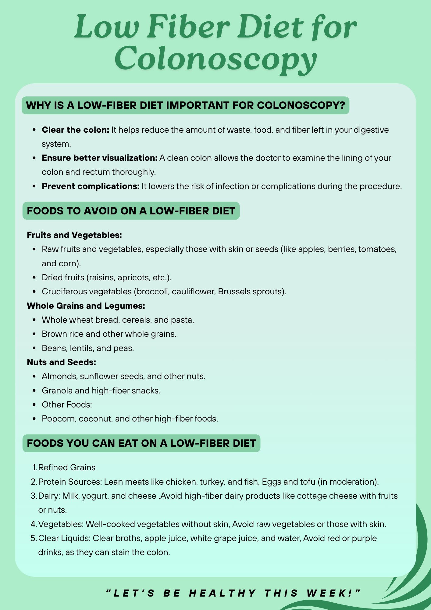 Low Fiber Diet For Colonoscopy