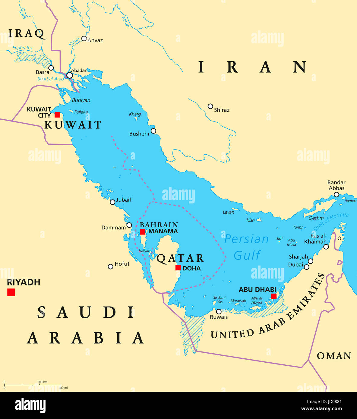 Map Bahrain Qatar Saudi Arabia