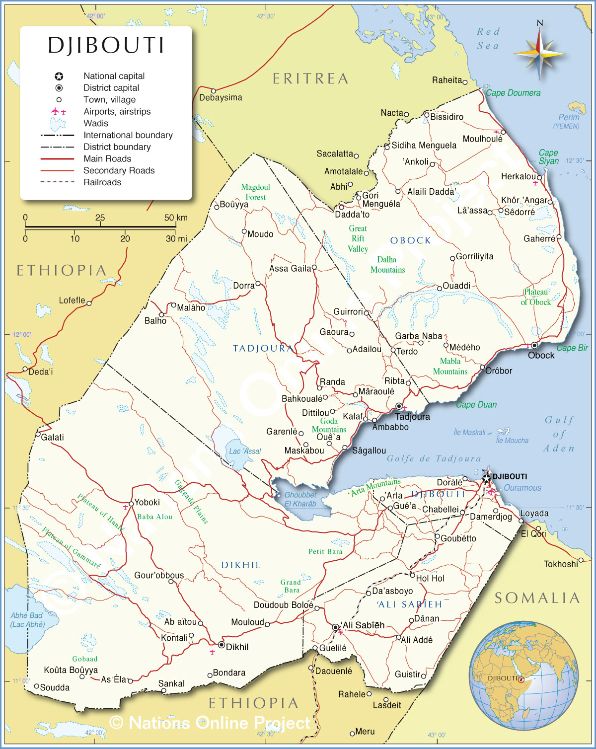 Map Djibouti Africa