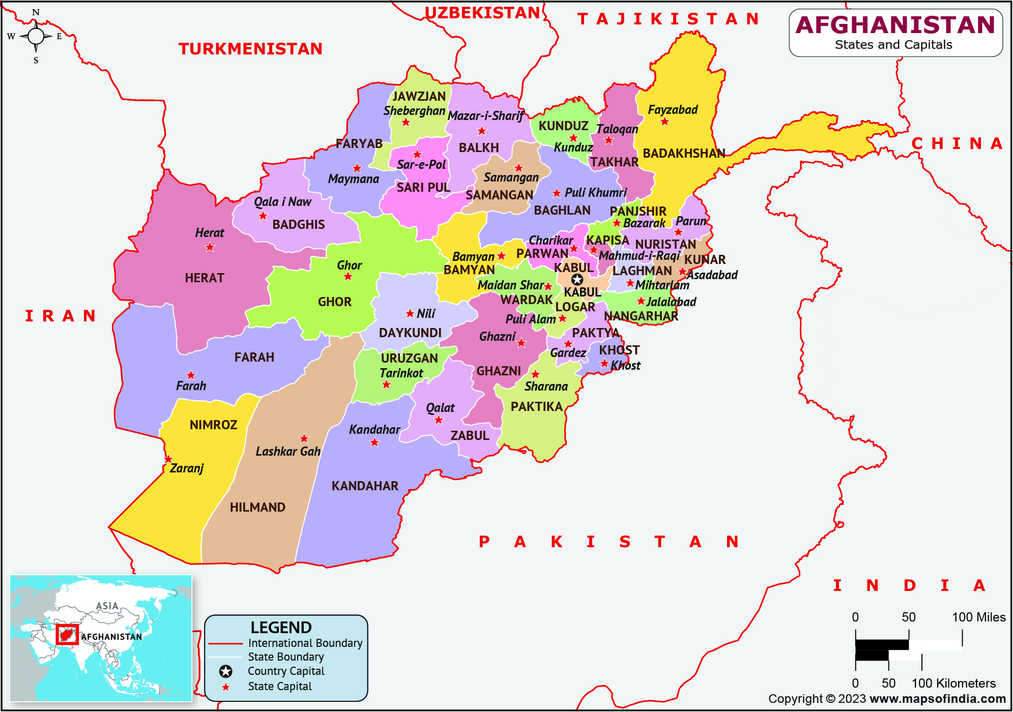 Map Of Afghanistan By Province
