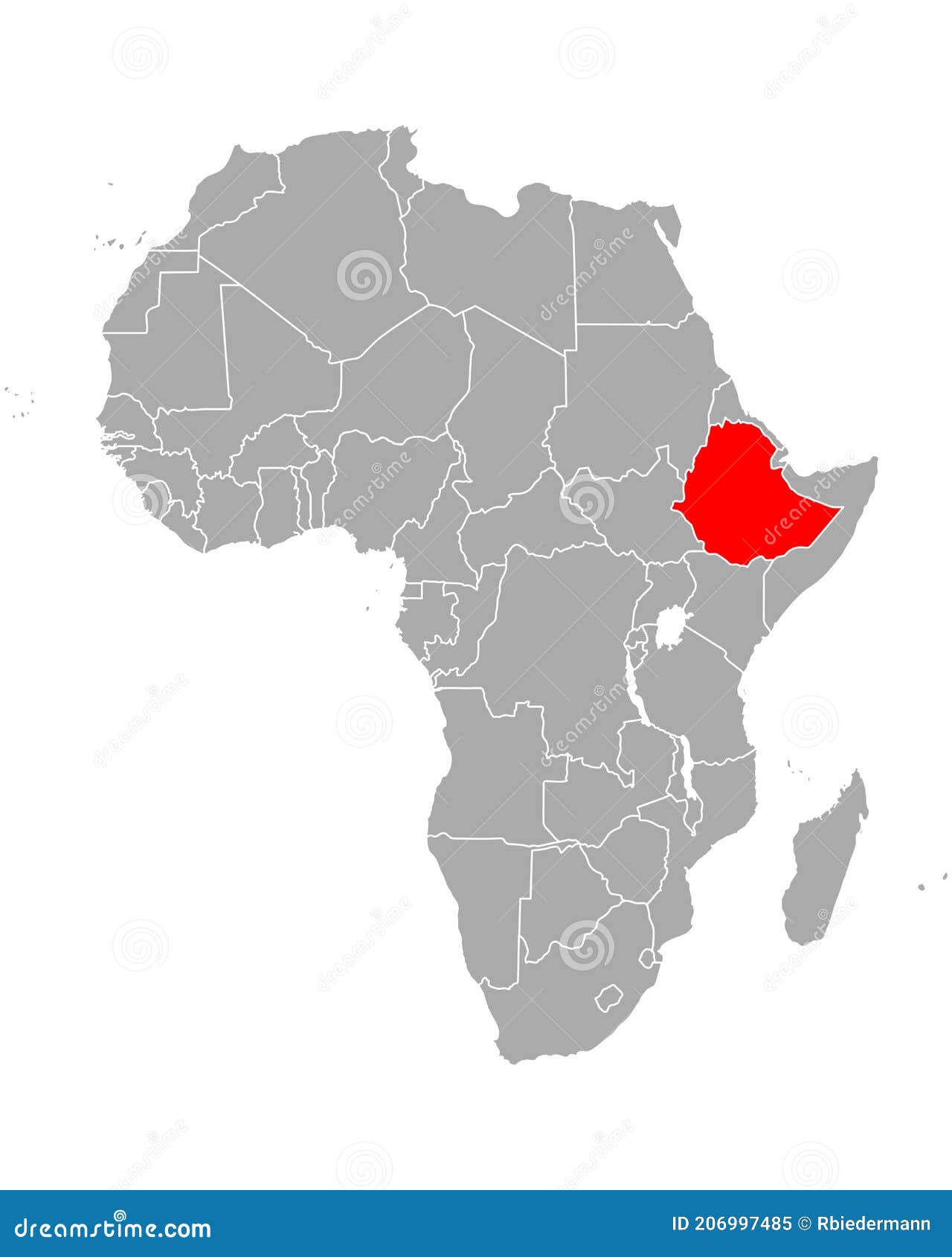 Map Of Africa Highlighting Ethiopia