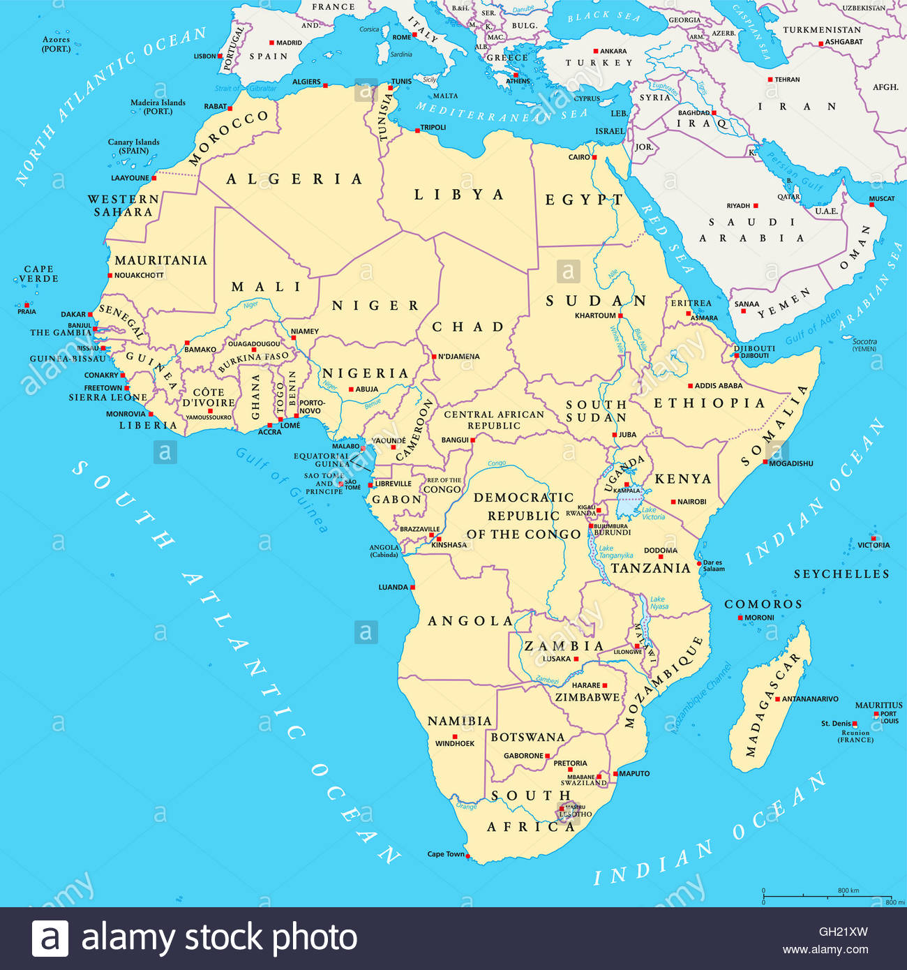 Map Of Africa Rivers And Lakes