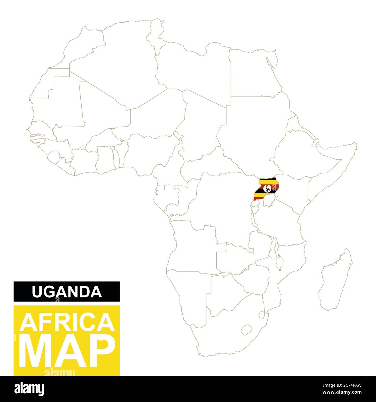 Map Of Africa Uganda Highlighted