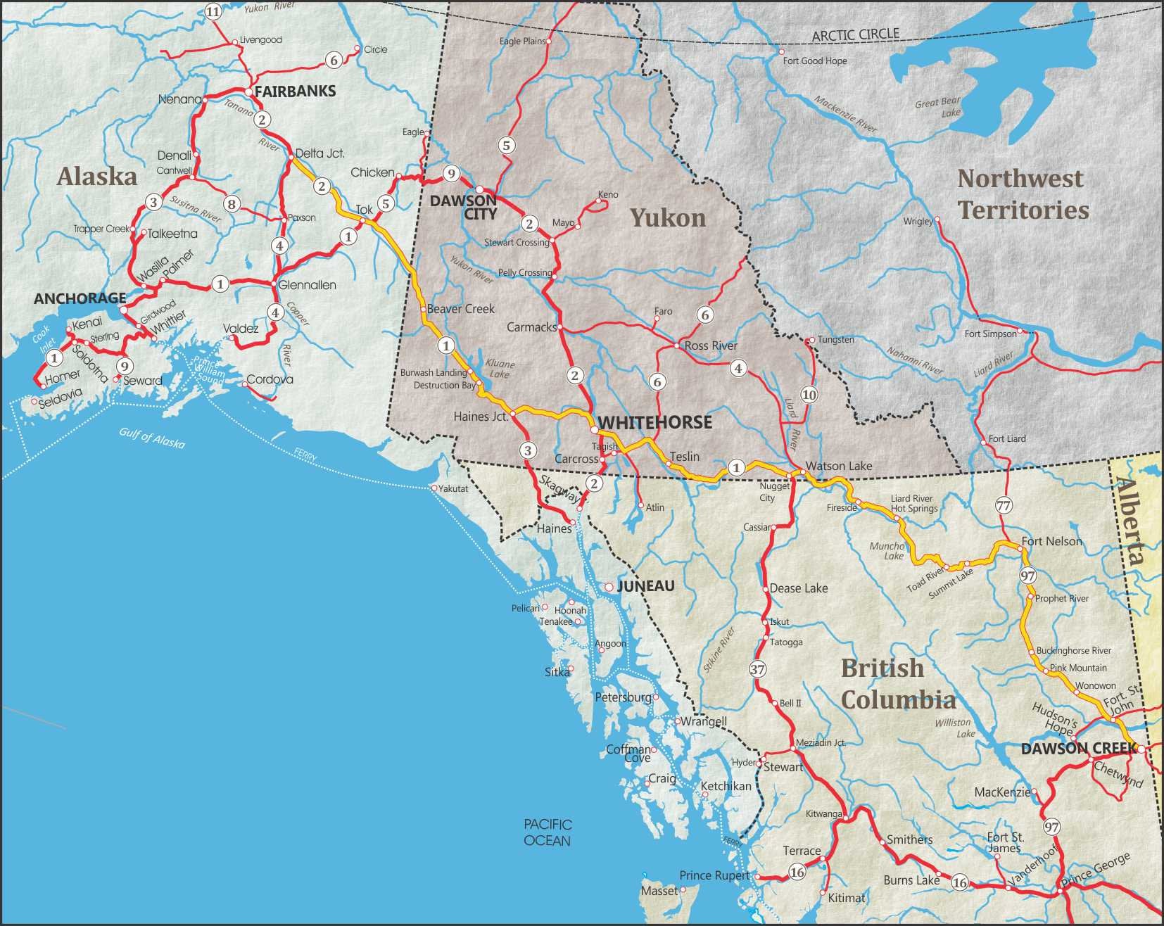 Map Of Alaska And Yukon
