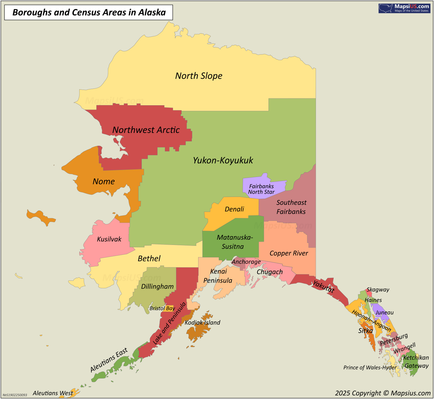 Map Of Alaska Boroughs And Census Areas
