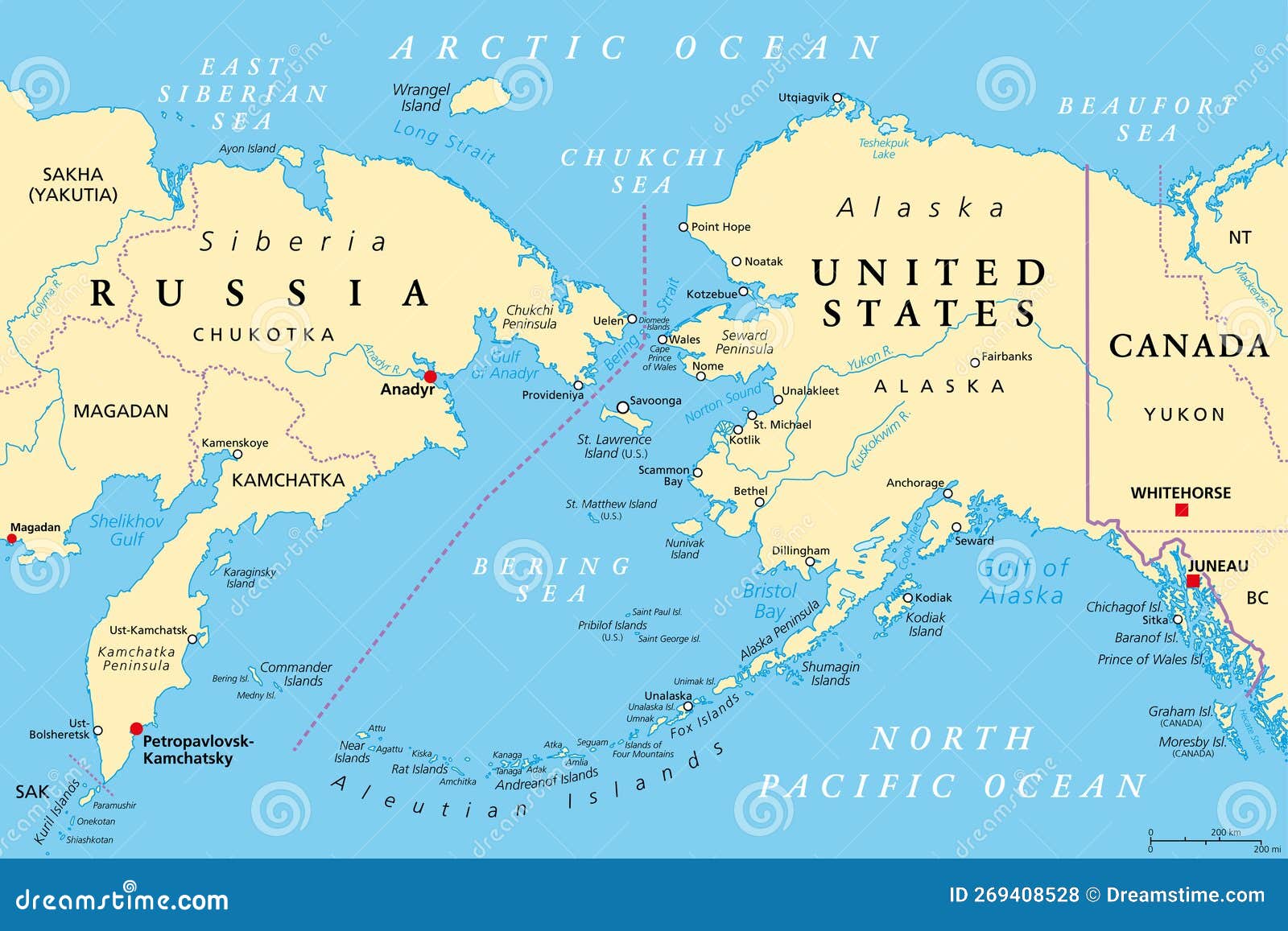 Map Of Alaska Next To Russia