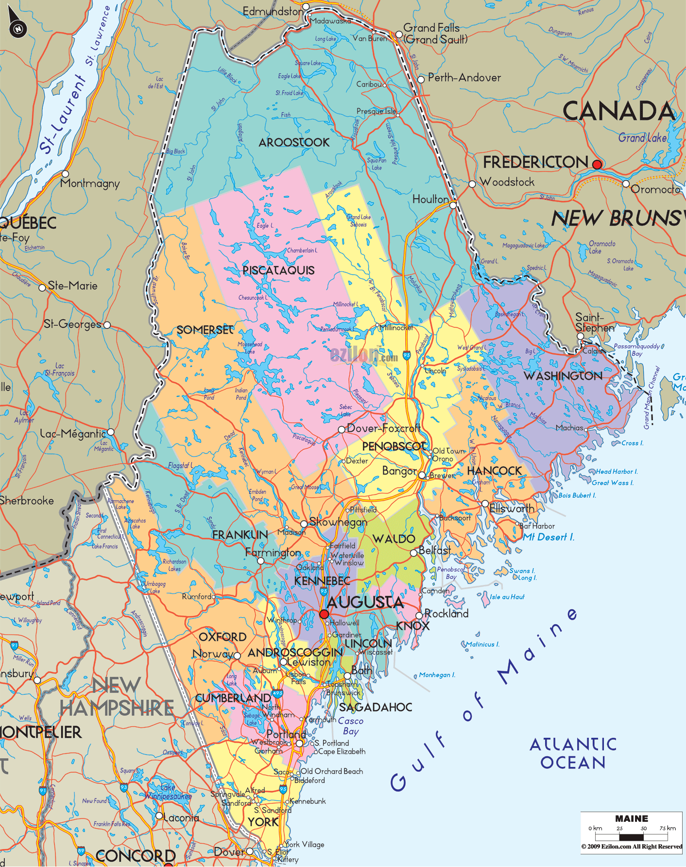 Map Of America Maine
