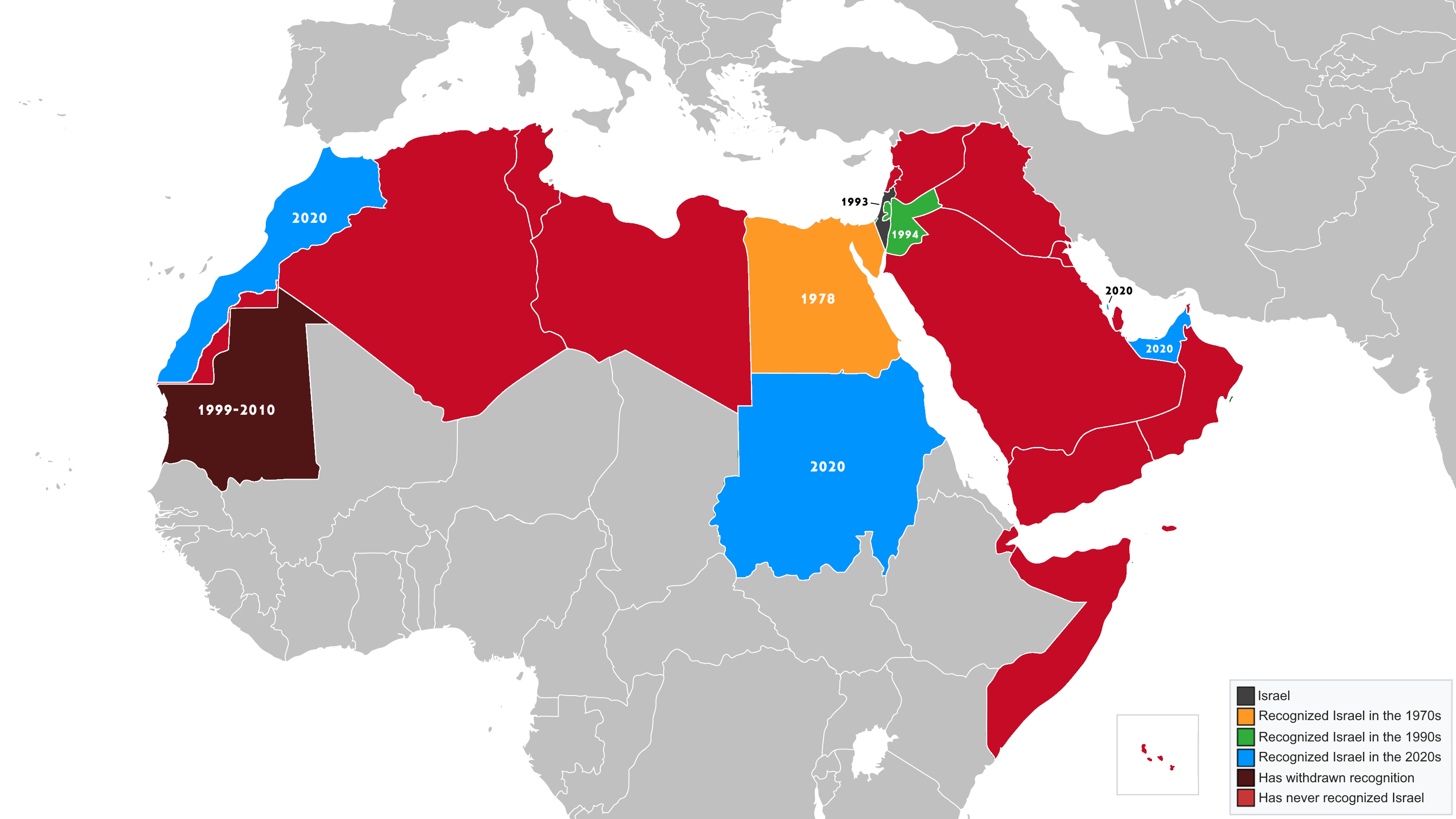 Map Of Arab States And Israel