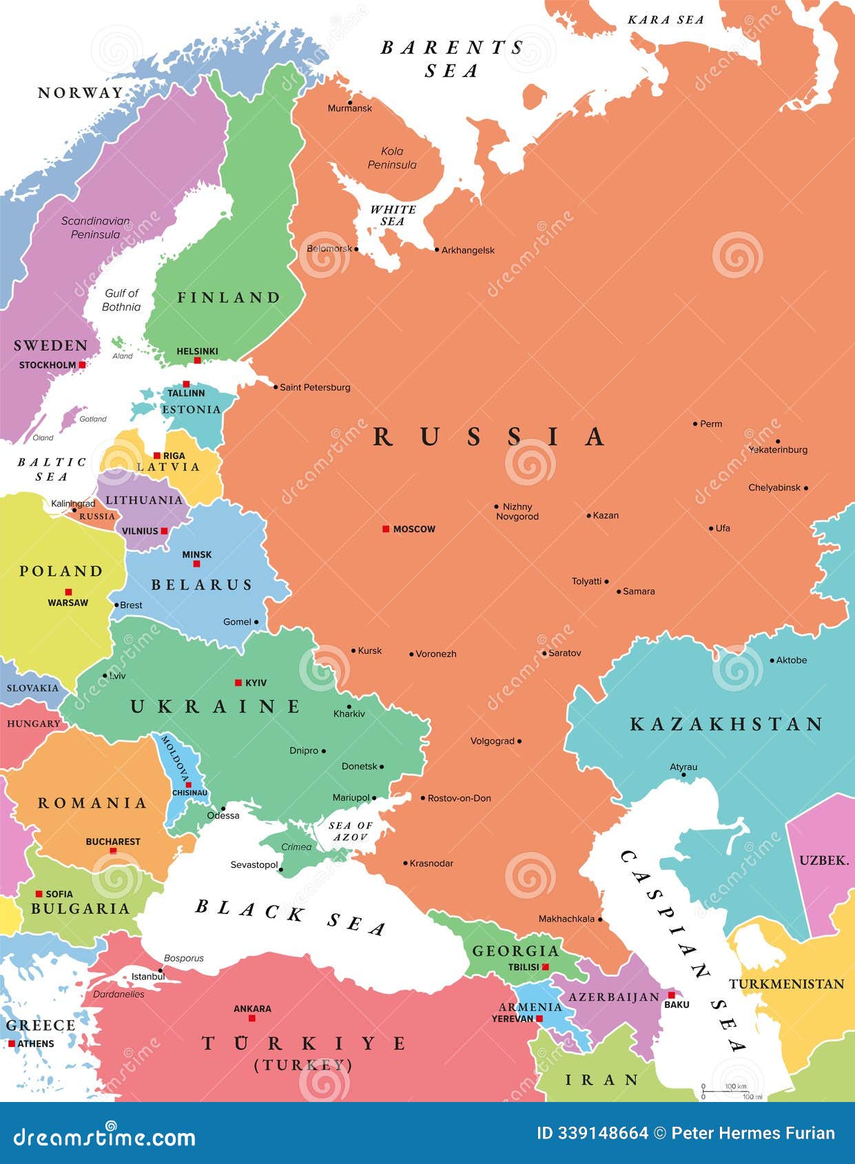 Map Of Asia And Europe With Countries And Cities