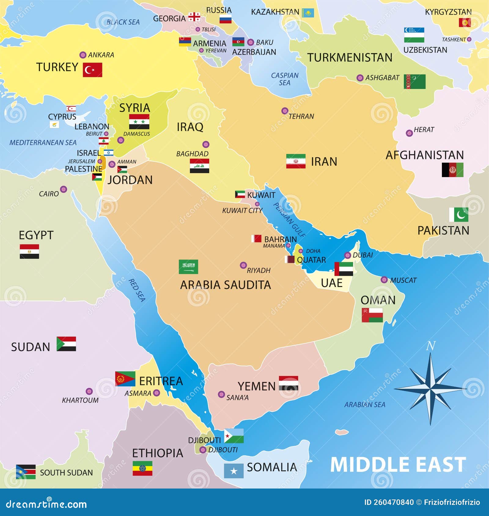 Map Of Asia And Middle East Quiz