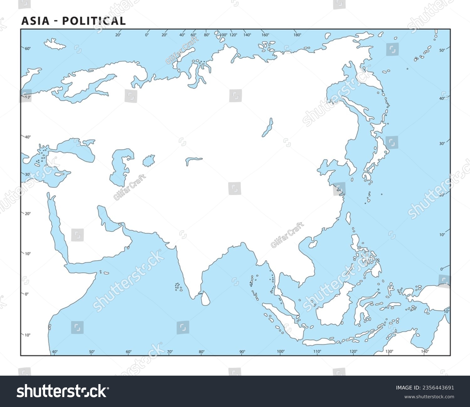 Map Of Asia Blank With Borders