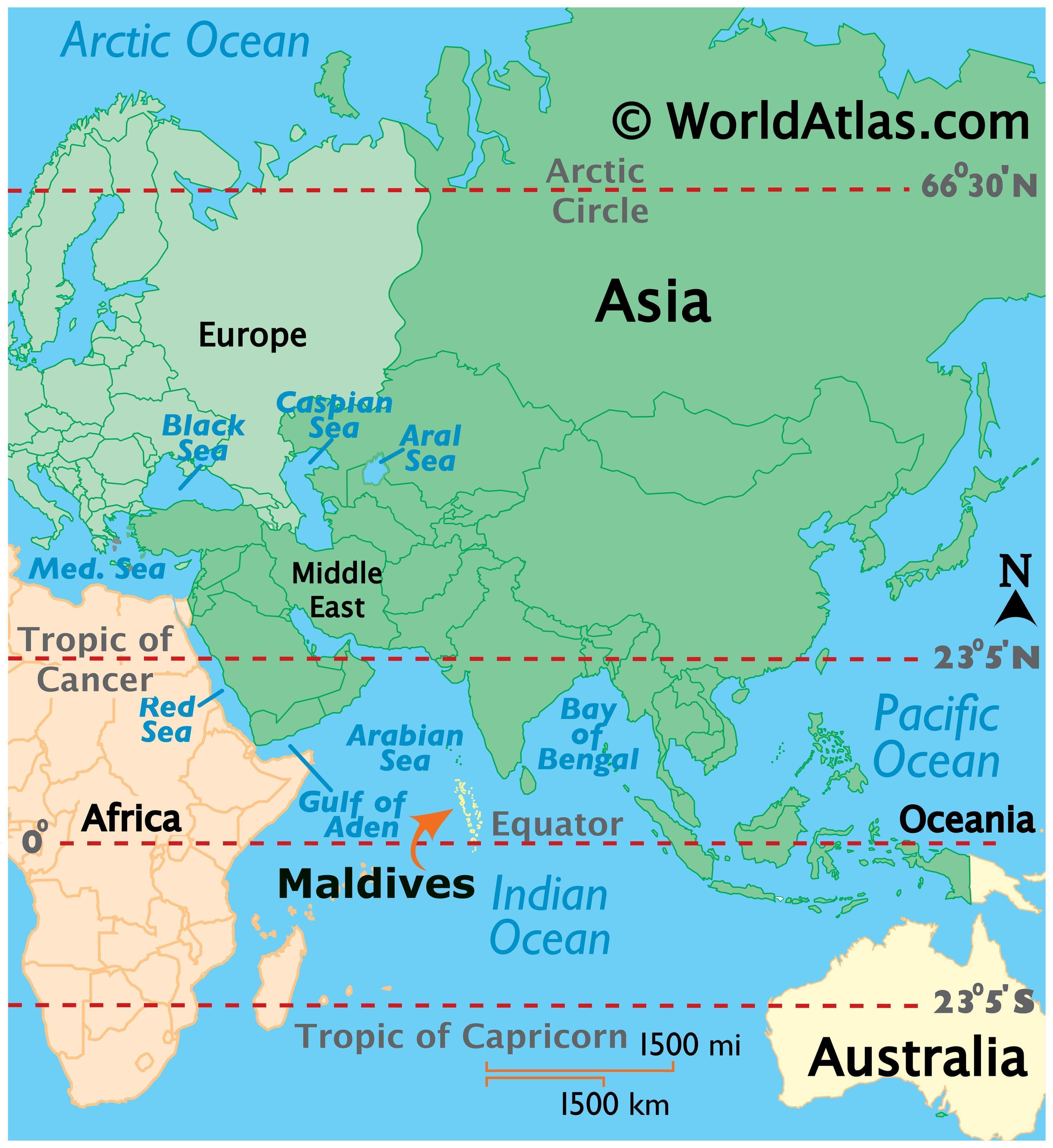 Map Of Asia Maldives