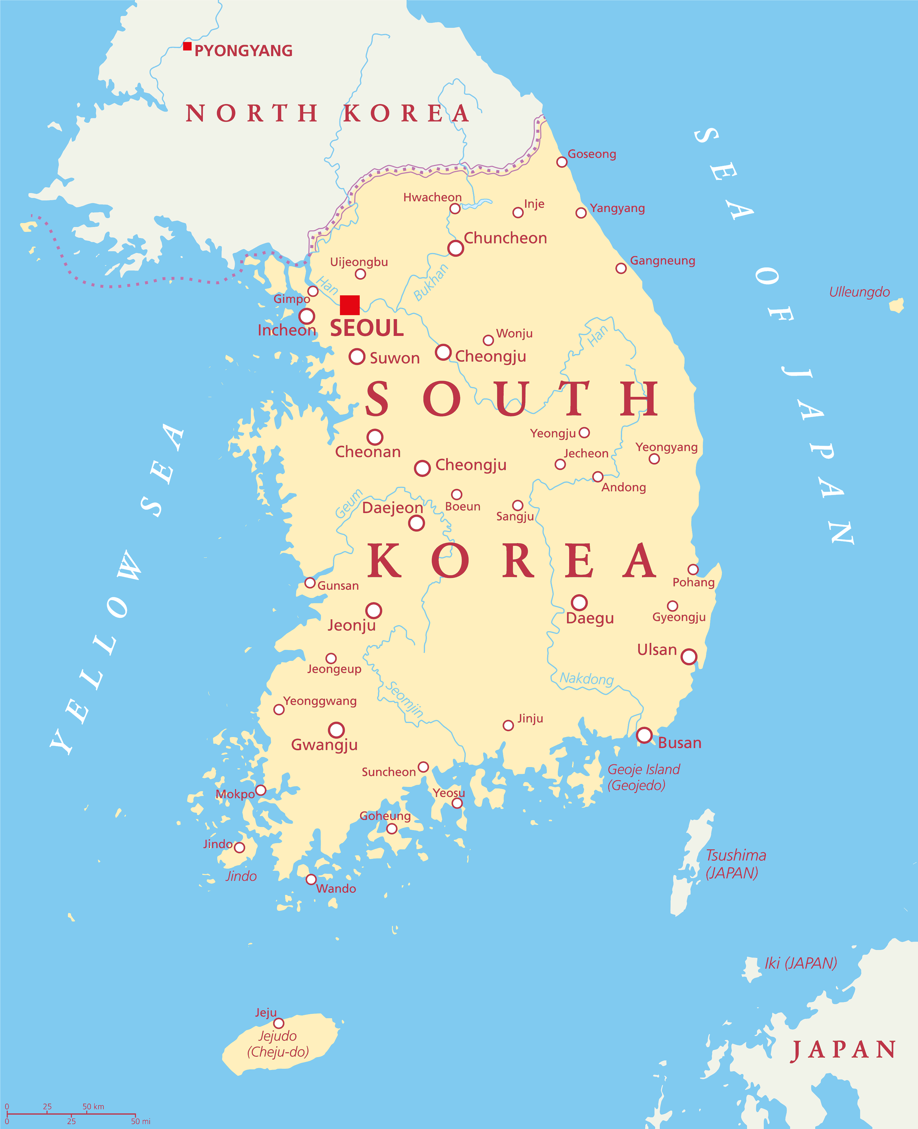 Map Of Asia South Korea